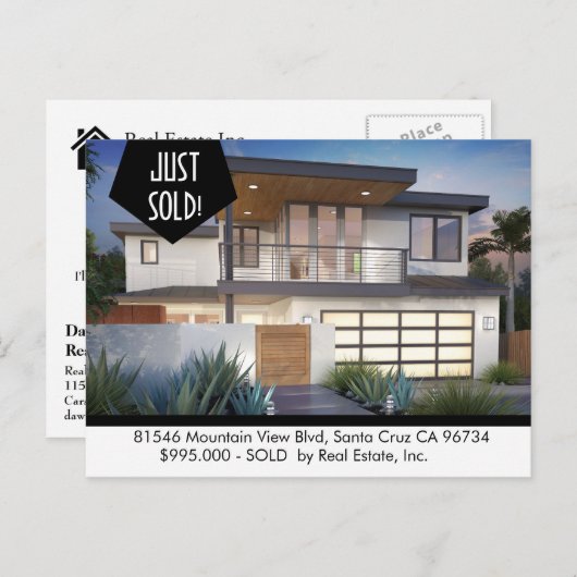 JUSTE VENDU Carte postale Immobilier (Devant / Derrière)