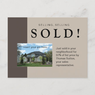 Juste Vendu Immobilier Carte postale Taupe
