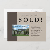 Juste Vendu Immobilier Carte postale Taupe (Devant / Derrière)