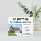 Juste Vendu Realtor Immobilier Marketing Carte pos (Debout devant)