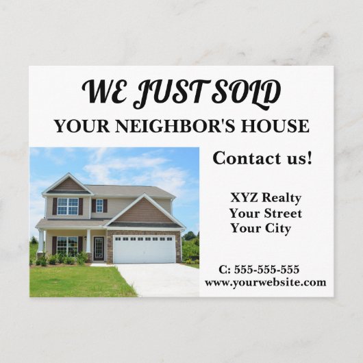 Juste Vendu Realtor Immobilier Marketing Carte pos (Devant)