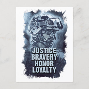 Justice Bravery Honor Loyalty Warriors Code Briefkaart