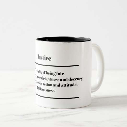 "Justice" Définition Mug (Devant droit)