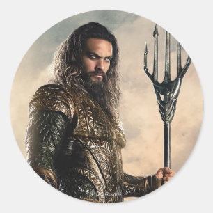 Justice League   Aquaman op slagveld Ronde Sticker