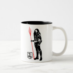 Justice League Aquaman Pose Noir Pop Art Tweekleurige Koffiemok