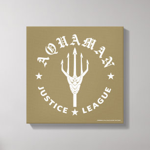 Justice League Aquaman Retro Trident Emblem Canvas Afdruk