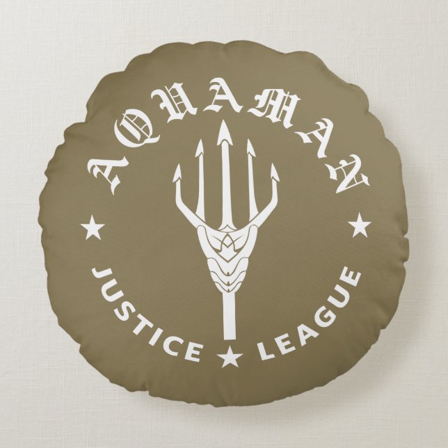 Justice League | Aquaman Retro Trident Emblem Rond Kussen (Voorkant)