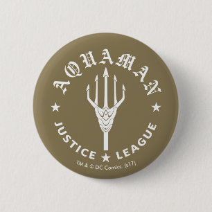 Justice League   Aquaman Retro Trident Emblem Ronde Button 5,7 Cm