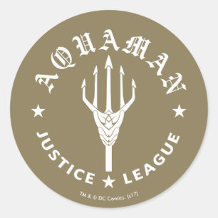 Justice League   Aquaman Retro Trident Emblem Ronde Sticker