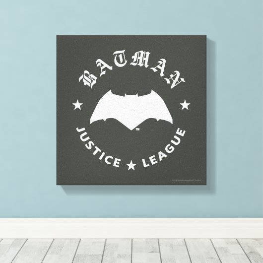 Justice League | Batman Retro Bat Emblem Canvas Afdruk (Insitu (Houten vloer))