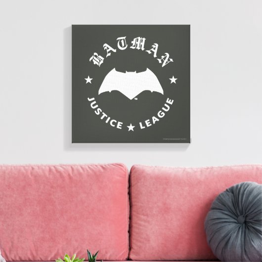 Justice League | Batman Retro Bat Emblem Canvas Afdruk (Insitu (Woonkamer))