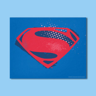 Justice League Borstel & Halftone Superman Symbo Canvas Afdruk