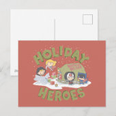 Justice League Chibi — Cadeaus Feestdagenkaart (Voorkant / Achterkant)