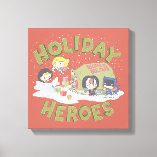 Justice League Chibi Delivering Cadeaus Canvas Afdruk