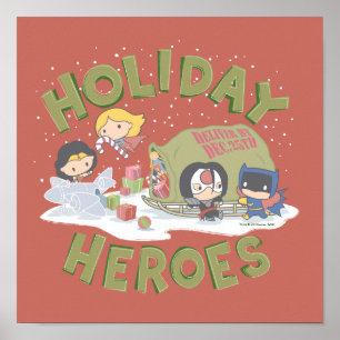 Justice League Chibi Delivering Cadeaus Poster