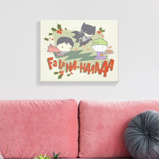 Justice League Chibi Holiday Cookie Chase Canvas Afdruk (Insitu (Woonkamer))