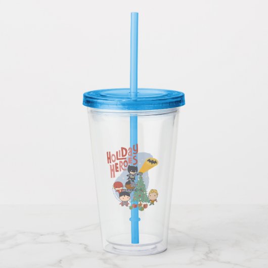 Justice League Chibi Holiday Tree Decorting Acryl Drinkbeker (Voorkant)