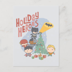 Justice League Chibi Holiday Tree Decorting Feestdagenkaart