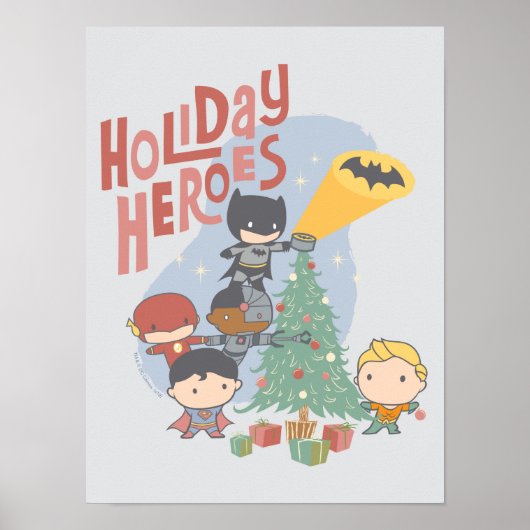 Justice League Chibi Holiday Tree Decorting Poster (Voorkant)
