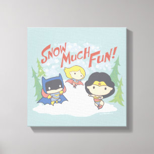 Justice League Chibi Snowball Fight Canvas Afdruk