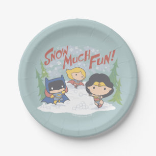 Justice League Chibi Snowball Fight Papieren Bordje