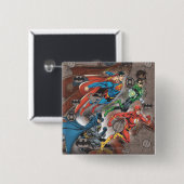 Justice League Collage Vierkante Button 5,1 Cm (Voorkant /achterkant)