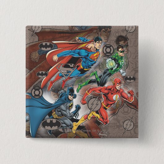 Justice League Collage Vierkante Button 5,1 Cm (Voorkant)