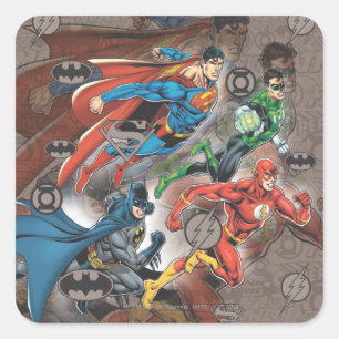 Justice League Collage Vierkante Sticker