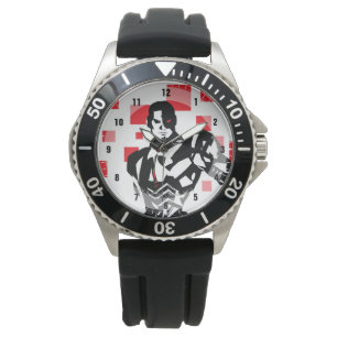 Justice League   Cyborg Digital Noir Pop Art Horloge