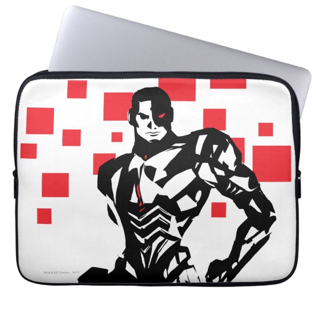 Justice League | Cyborg Digital Noir Pop Art Laptop Sleeve (Voorkant)