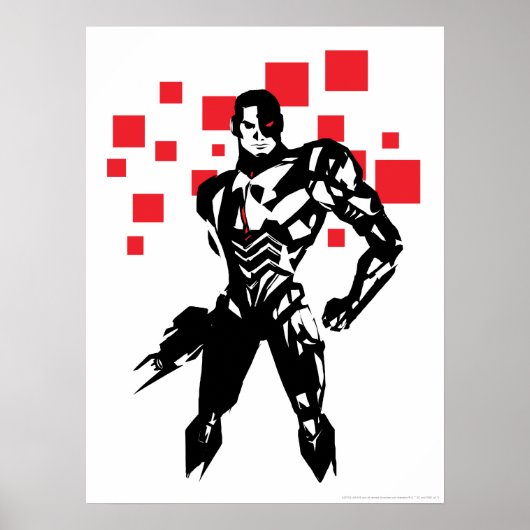 Justice League | Cyborg Digital Noir Pop Art Poster (Voorkant)