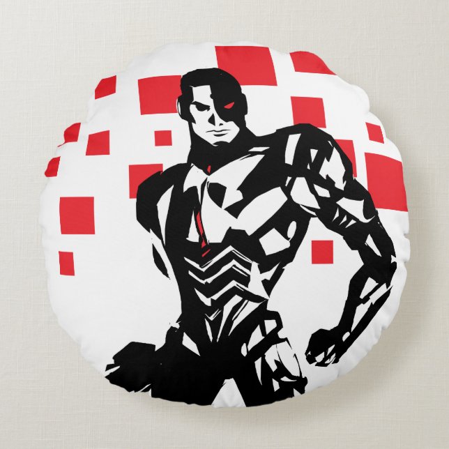 Justice League | Cyborg Digital Noir Pop Art Rond Kussen (Voorkant)