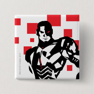 Justice League   Cyborg Digital Noir Pop Art Vierkante Button 5,1 Cm