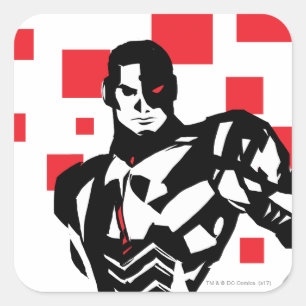 Justice League   Cyborg Digital Noir Pop Art Vierkante Sticker