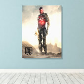 Justice League | Cyborg op slagveld Canvas Afdruk (Insitu (Houten vloer))