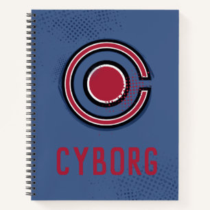 Justice League Cyborg-symbool Brussel en Halftone Notitieboek