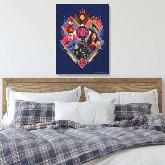 Justice League | Diamond Hatch Group Badge Canvas Afdruk (Insitu (Slaapkamer))