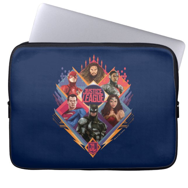 Justice League | Diamond Hatch Group Badge Laptop Sleeve (Voorkant)