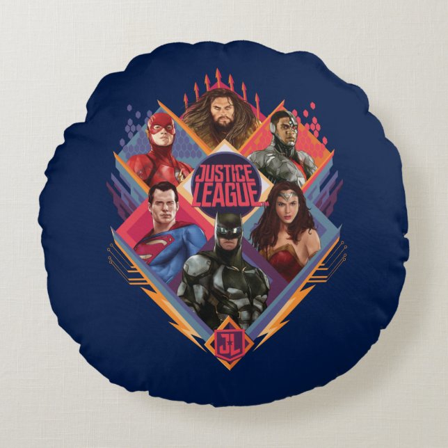 Justice League | Diamond Hatch Group Badge Rond Kussen (Voorkant)