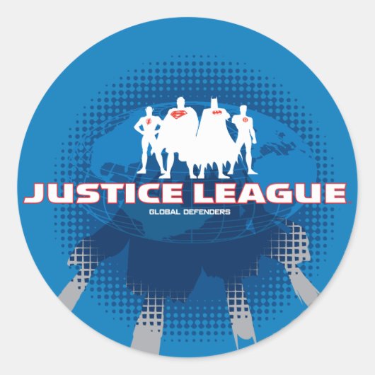 Justice League Global Defenders Ronde Sticker (Voorkant)