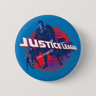 Justice League Global Heroes en Wereldbol Ronde Button 5,7 Cm