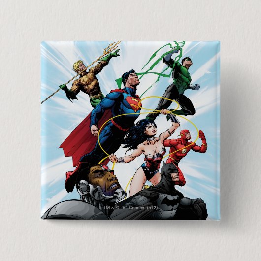 Justice League - Groep 1 Vierkante Button 5,1 Cm (Voorkant)