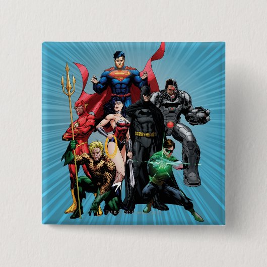 Justice League - Groep 2 Vierkante Button 5,1 Cm (Voorkant)