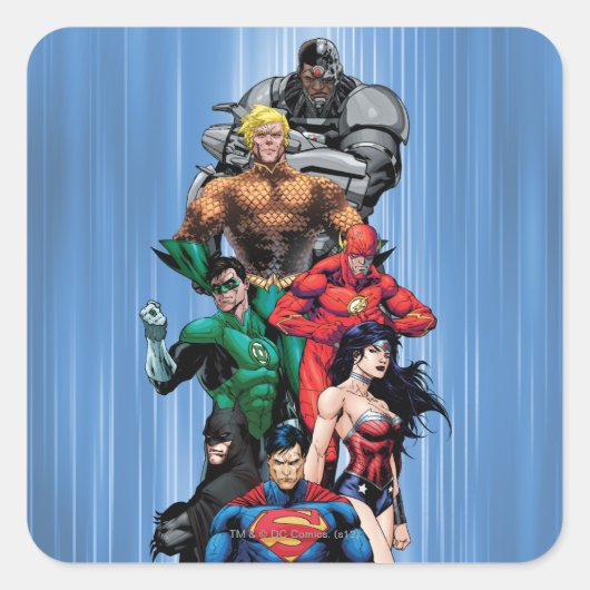 Justice League - Groep 3 Vierkante Sticker (Voorkant)