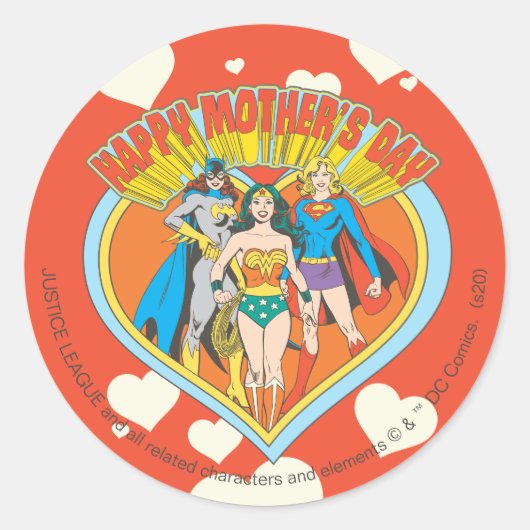Justice League | Happy Moederdag Ronde Sticker (Voorkant)