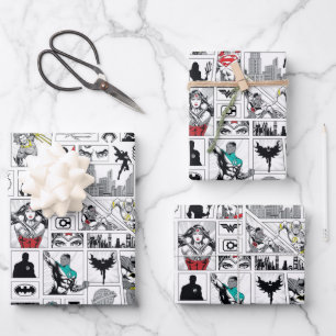 Justice League Helden Paneel Patroon Inpakpapier Vel