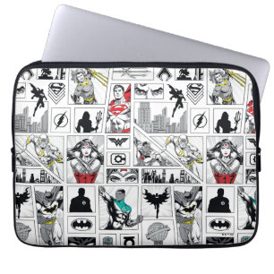 Justice League Heldhaftig Paneel Patroon Laptop Sleeve