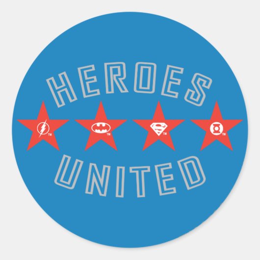 Justice League Heroes Unlinked Logos Ronde Sticker (Voorkant)