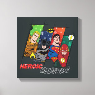 Justice League "Heroic Feestdagen!" Canvas Afdruk