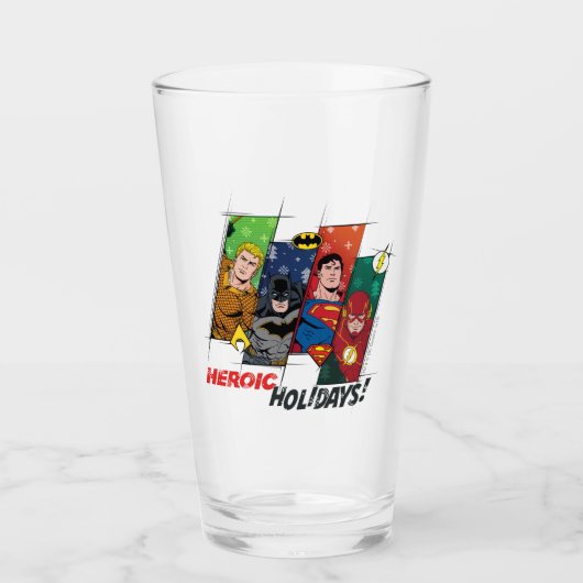 Justice League "Heroic Feestdagen!" Glas (Voorkant)